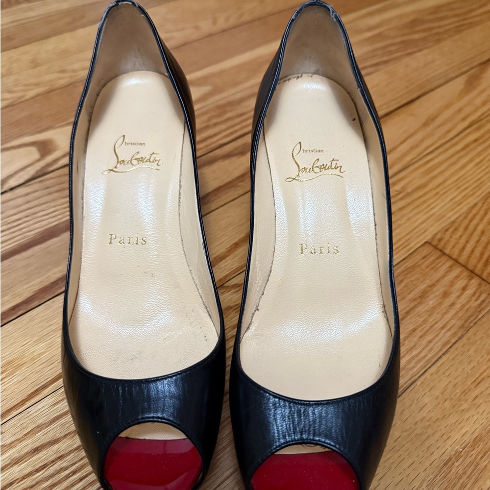 Christian Louboutin Black and Red Patent Leather Heels